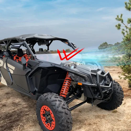 Vista 3 de UTV - Parabrisas delantero medio transparente, resistente a los arañazos, duro, compatible con Can Am Maverick X3 XRS XDS Turbo R Max 2017-2023