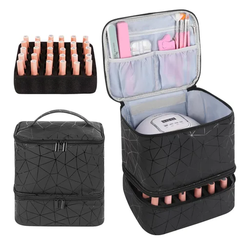 Vista 11 de Bolsa Organizadora de Esmalte de Uñas con Capacidad para 30 Botellas y Lámpara de Uñas, Organizadores de Almacenamiento de Esmalte de Uñas en Gel