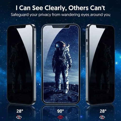 Vista 2 de Fotbor Protector de pantalla de privacidad para iPhone 12 Pro Max, protector de pantalla de privacidad para iPhone 12 Pro Max [2 antiespías]