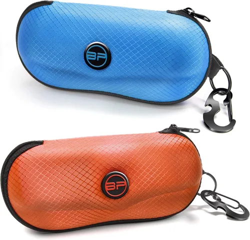 Vista 20 de BLUPOND Estuche para gafas de sol con carcasa semirrígida de EVA con gancho colgante de metal y clip de cinturón para almacenamiento de gafas de sol