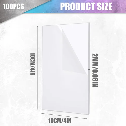 Vista 2 de Pangda 100 hojas de acrílico transparente de 4 x 4 pulgadas, hojas cuadradas de acetato, paneles transparentes con papel protector para proyectos