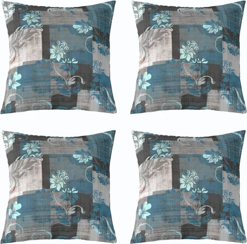 Vista 22 de Erosebridal Paquete de 4 fundas de almohada con diseño de círculos circulares y retro, color verde azulado degradado, fundas de cojín redondas Multi