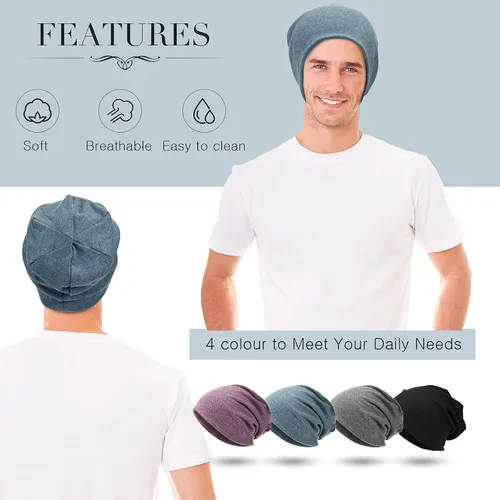 Vista 6 de Gorro holgado de 4 piezas, gorro para dormir, gorro de dormir holgado de punto con calavera para hombres y mujeres