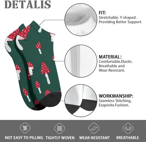 Vista 7 de devor Ankle Socks for Men Athletic Socks Men No Show Athletic Sock Trendy Mushrooms Funny Mushrooms Magic Mushrooms Plant Forest Sock