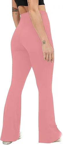 Vista 3 de Leggings de cintura alta para mujer, pantalones de yoga cruzados, pierna acampanada, corte de bota, pantalones deportivos con parte inferior
