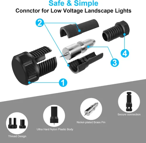 Vista 2 de 24 piezas de conectores de cable de luz de paisaje de bajo voltaje para exteriores, conectores de cable de calibre 14-20 para luces de camino