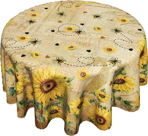 Vista 56 de Giwawa Mantel de Mesa Redondo con Bandera de EE. UU., Mantel Americano con Estrellas, Mariposas, Círculo, 152 cm. Mantel del 4 de julio, Día