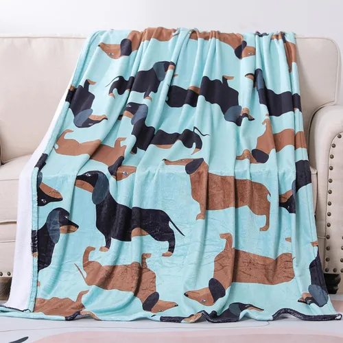 Vista 12 de Manta de perro salchicha Weiner, manta de perro salchicha con texto en inglés "I Love Dachshunds" para adultos, regalo súper suave para los amantes