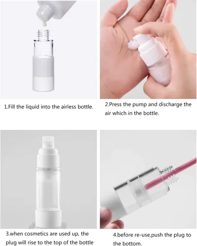 Vista 6 de TRENDBOX Botellas de viaje con bomba de vacío sin aire de 1.0 fl oz / 1 oz para lociones, crema, paquete de 4