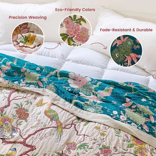 Vista 194 de MSGKV - Manta bohemia/primaveral de algodón para sofá y sala de estar, de gasa acogedora, de 50 x 60 pulgadas 50"x60" Cotton Throw, Woven Bird