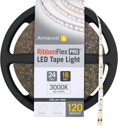 Vista 39 de Armacost Lighting RibbonFlex Pro 136230 - Tira de luces LED blancas de 24 V, 120 LED/m, 2700K, 16.4 pies