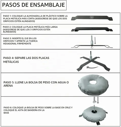 Vista 3 de Soporte de base cruzada para bandera de plumas, soporte de base de bandera de plumas, base de soporte en X para bandera de plumas, base de poste