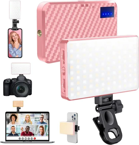 Vista 8 de MACTREM 168 luces LED para selfie para iPhone, clip de luz portátil para teléfono, 3000 mAh, 3 modos de iluminación recargable Alix Earle
