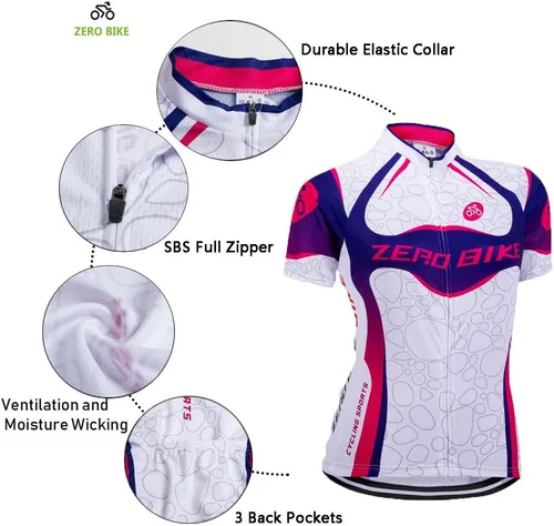 Vista 69 de Jersey de ciclismo para mujer, de manga corta, secado rápido, transpirable, para montaña.