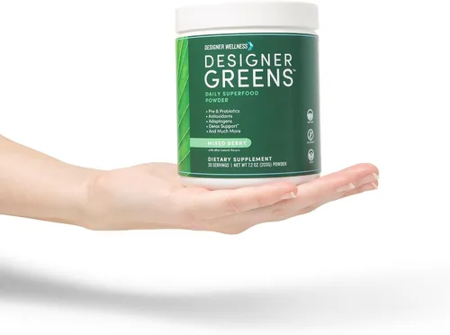 Vista 9 de Designer Wellness, Designer Greens Superfood en polvo con prebióticos, probióticos, antioxidantes y soporte para la desintoxicación, 30 porciones