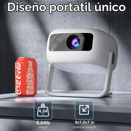 Vista 6 de [Soporte ajustable de 360°] Mini proyector con WiFi y Bluetooth: enfoque eléctrico y Keystone automático compatible con 1080p, 15000L, proyector