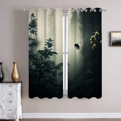 Vista 42 de Batmerry American Flag Ink Dot Blackout Tier Curtains, Red Blue White Stars Abstract Thermal Insulated Half Curtain Rod Pocket Small Valance for