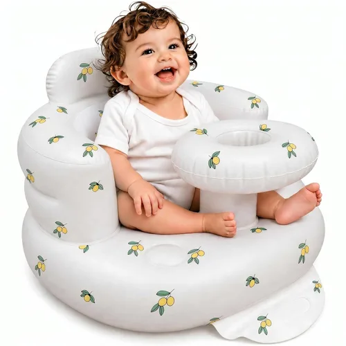 Vista 10 de Asiento inflable para bebé de 3 a 36 meses, silla de bebé con cerca y bomba de aire incorporada, asiento de piso inflable para bebé con soporte