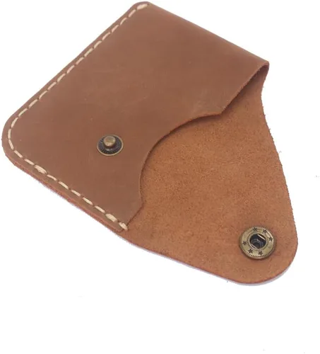 Vista 4 de Leather Card Holder Wallet, Compact Design with Slots for Cards and Cash (light brown)