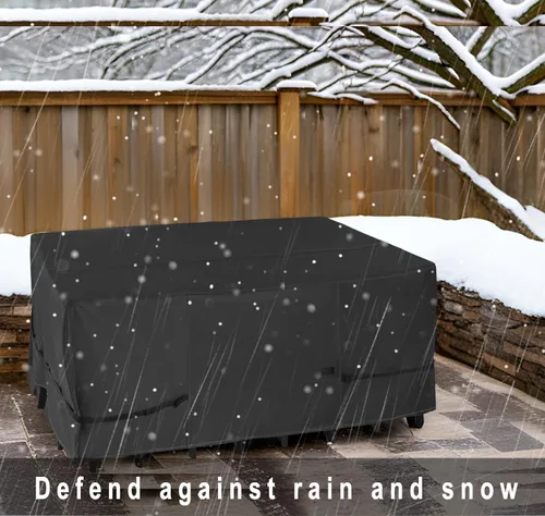Vista 4 de NettyPro Funda rectangular para mesa de patio, 105 x 75 pulgadas, impermeable, para mesa de comedor y silla, rectangular, color negro