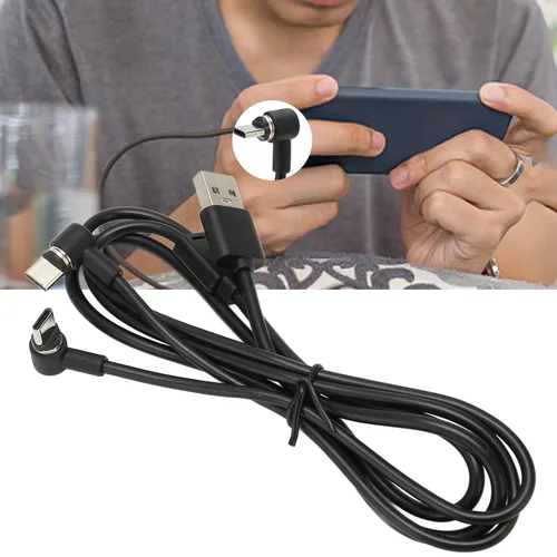 Vista 3 de Cable de carga para PS5, cable de datos tipo C de 2.6 pies, cable de carga magnético dual de 90 grados tipo C 2 en 1 para PS VR2 para interruptor