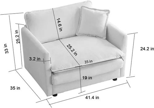 Vista 95 de Sofá seccional modular verde de 111.5", sofás seccionales grandes de 3 plazas para sala de estar, sofá nube oversized de tela chenille con otomana