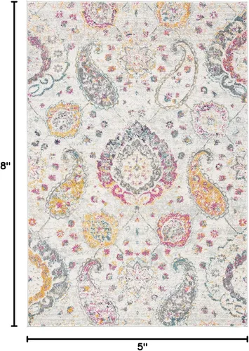 Vista 2 de SAFAVIEH Madison Collection - Alfombra de área de 5'3" x 7'6", color gris y dorado, diseño bohemio y elegante de paisley, no desprende pelusa