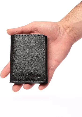 Vista 6 de Grande -1414 Cartera para hombre, Negro -, Cartera de hombre de cuero con cierre magnético