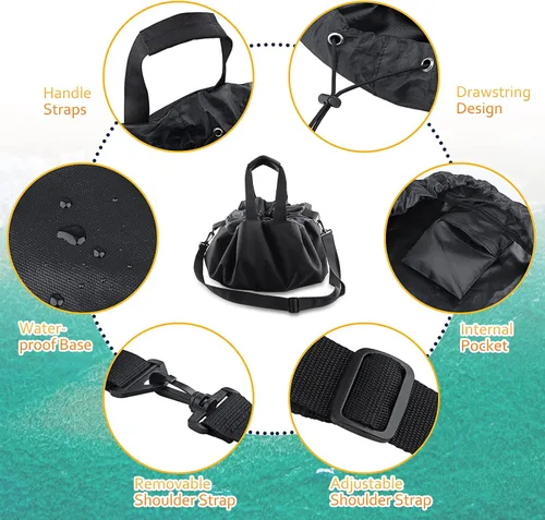Vista 5 de Wetsuit Change Mat, Portable Large Beach Dry Bag Waterproof Changing Mats with Shoulder and Handle Strap for Surfing