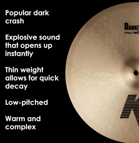 Vista 4 de Zildjian K Series Dark Crash Platillo - 16 pulgadas de espesor