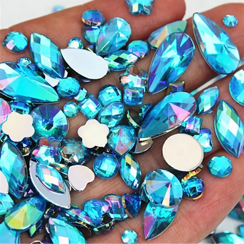 Vista 9 de 1000 gemas de cristal AB de diamantes de imitación coloridos, joyas de piedras preciosas acrílicas con parte trasera plana, manualidades