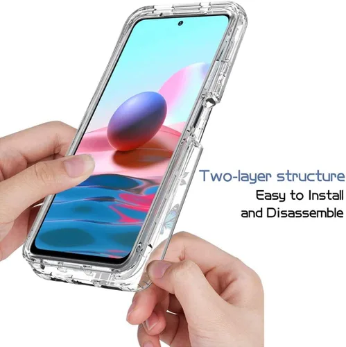 Vista 4 de Funda para Redmi Note 10 (4G)/Redmi Note 10S con protector de pantalla de vidrio templado, carcasa rígida de diseño floral de cuerpo completo +