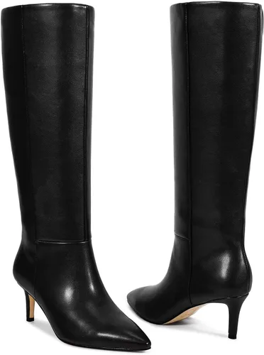 Vista 10 de wetkiss Botas altas hasta la rodilla para mujer, con tacón de gatito y diseño de punta puntiaguda, clásicas y sexys