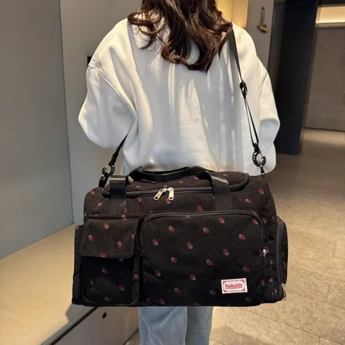 Vista 8 de Pequeña bolsa de gimnasio para mujer, bolsa de viaje con compartimento para zapatos
