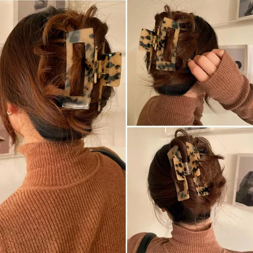 Vista 7 de Pinzas grandes para el cabello, diseño francés, pinza rectangular para el cabello con diseño francés para mujeres y damas