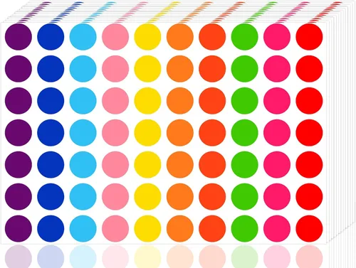 Vista 10 de 3500 pegatinas de puntos, etiquetas de codificación negras de 3/4 pulgadas, calcomanías circulares para oficina y aula