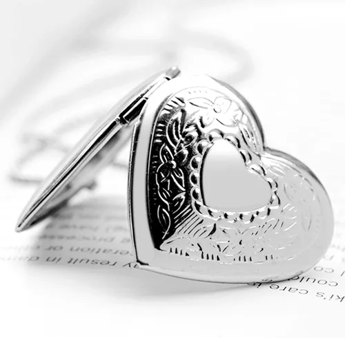 Vista 4 de Jude Jewelers Collar con colgante de medallón de acero inoxidable en forma de corazón, estilo álbum de cumpleaños, vacaciones, boda, fiesta, Metal