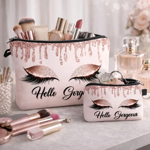 Vista 2 de Bolsa de maquillaje para bolso, bolsas de cosméticos para mujer, regalo inspirador para mujer, pequeña bolsa de cosméticos divertida, bolsa de viaje