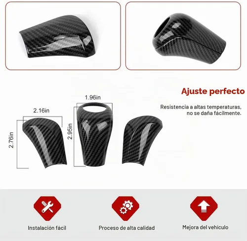 Vista 3 de Jimen Compatible con Jeep Grand Cherokee 2011-2013, 3 piezas de cubierta de perilla de palanca de cambios accesorios interiores (fibra de carbono)