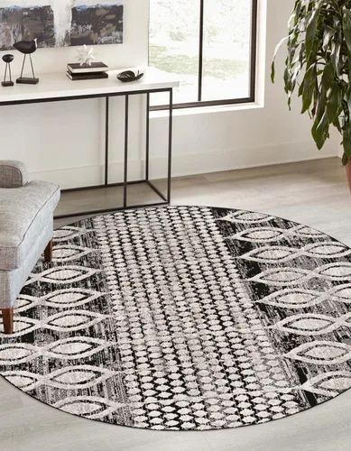 Vista 13 de Unique Loom Cherokee Collection Alfombra de área - Asheville (rectangular 2' 0" x 3' 0", negro/marfil)