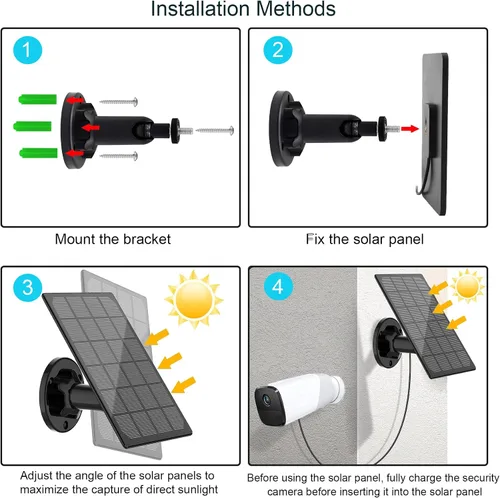 Vista 11 de Panel solar para cámara exterior, cargador solar resistente al agua IP66, suministro de energía solar continuo para cámaras de seguridad, con cable