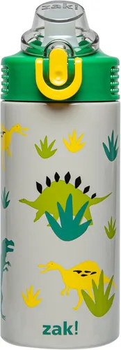 Vista 15 de Zak Designs Bluey Sage - Botella de agua para niños para la escuela o viajes, botella de agua de acero inoxidable de 14 onzas con popote, asa y tapa
