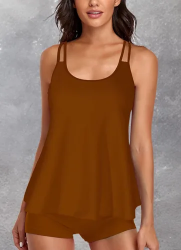 Vista 6 de Trajes de baño para mujer, tankini para dos piezas, blusa sin mangas con pantalones cortos