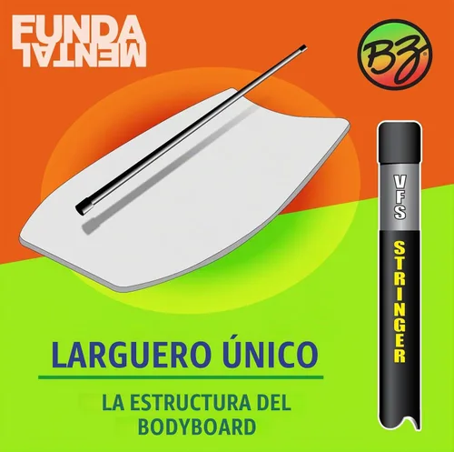 Vista 6 de BZ Bodyboards - Bodyboard fundamental - Pilotos avanzados - Zero-G Polypro Core - Surlyn Slick - Cubierta de celda H de 8 libras - Cola creciente