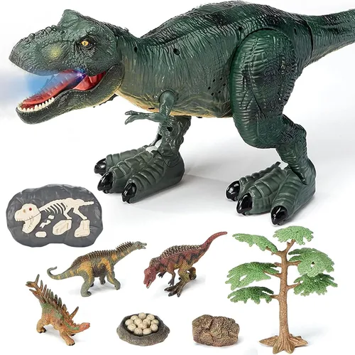 Vista 10 de EKU Juguetes de Dinosaurio Pterodáctilo con Aleteo de Alas Juguete Eudimorphodon, Cabeza se Mueve Ataca Brachiosaurus Styracosaurus Figuras