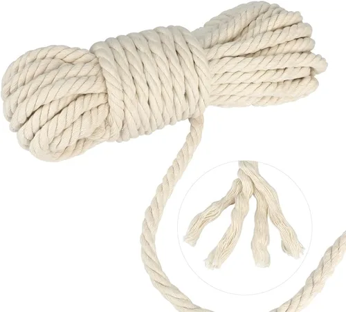 Vista 4 de jijAcraft Cuerda de algodón de 1/2 pulgada, cuerda de macramé blanca de 0.472 in x 32 pies, cuerdas de tendedero de 4 capas para manualidades