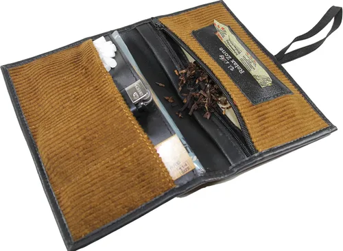 Vista 2 de Estuche con 6 compartimentos separados para tabaco, bolsa de pipa de tabaco para fumar de viaje, kit organizador de cigarrillos para accesorios