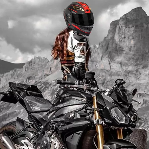 Vista 7 de Casco modular Bluetooth para motocicleta, certificado DOT, abatible, de cara completa, antivaho, doble máscara, casco de motocicleta de calle