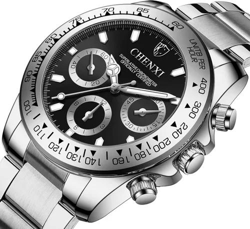 Vista 2 de Reloj de acero inóxidable dorado con cristales estilo clásico para hombre Fq-005