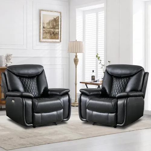 Vista 11 de HAOMARKETS Silla reclinable eléctrica, sofás reclinables de piel sintética suave con respaldo acolchado, sofá reclinable individual superrelleno